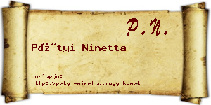 Pétyi Ninetta névjegykártya